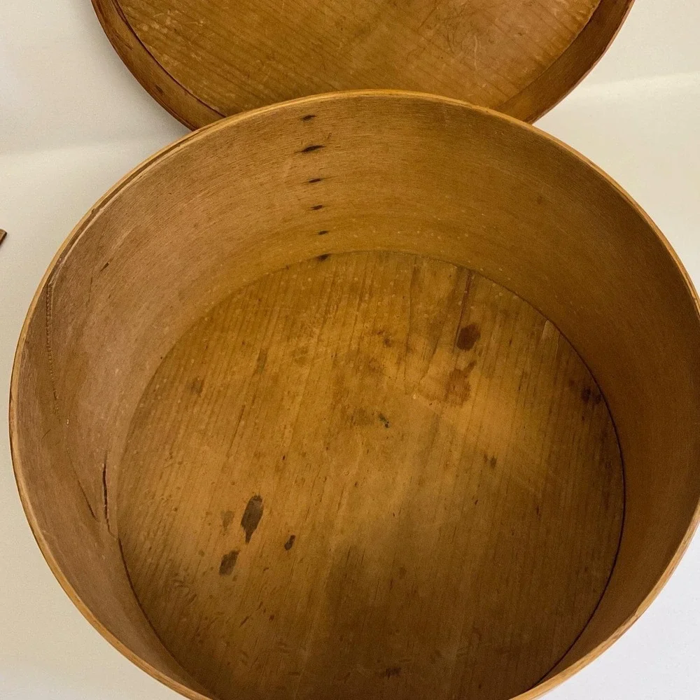 Antique Round Bentwood Wooden Pantry Box 1898 Handwritten Inscription 10 Inch
